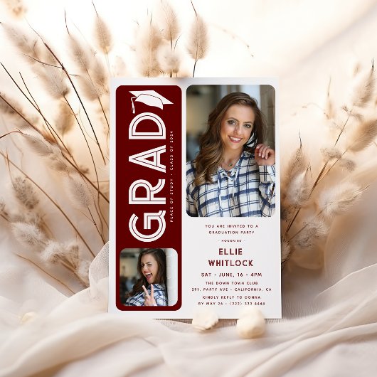 モダン卒業2写真卒業会 招待状