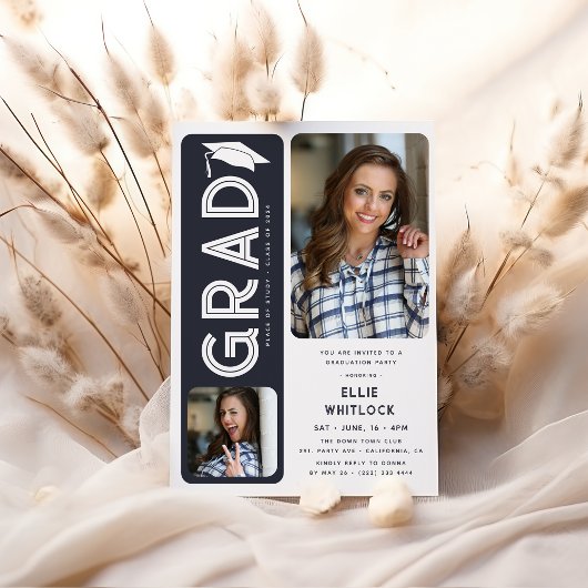 モダン卒業2写真卒業会 招待状