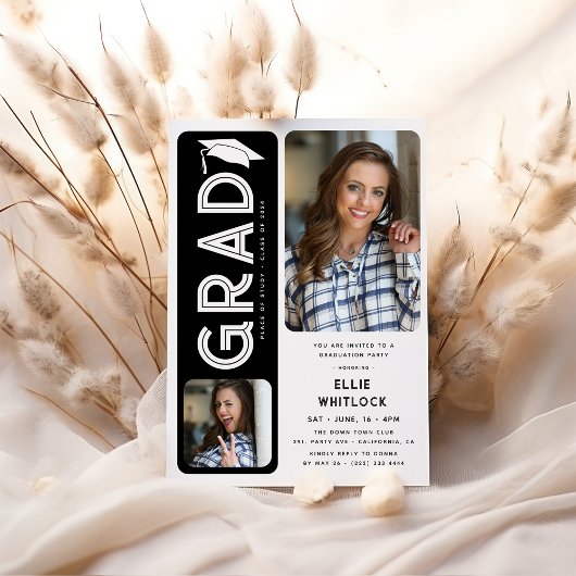 モダン卒業2写真卒業会 招待状