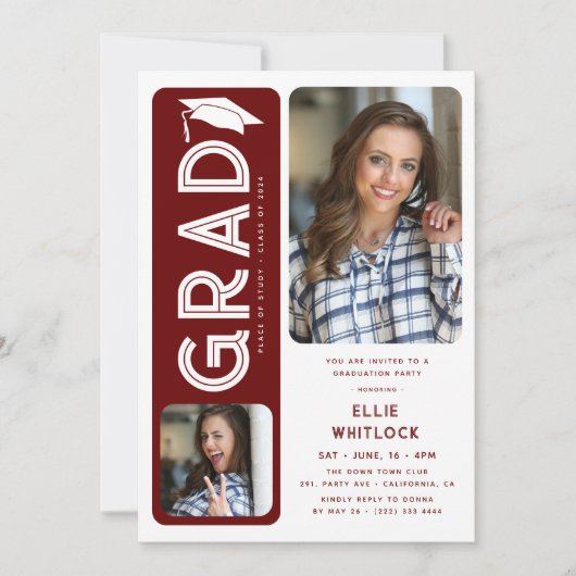 モダン卒業2写真卒業会 招待状 (正面)