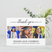 モダン卒業3写真パーソナライズされた卒業 サンキューカード (スタンド正面)