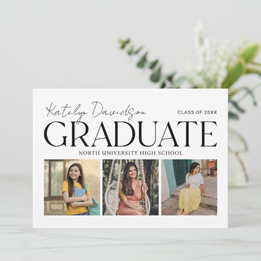 モダン卒業3写真卒業 招待状 (スタンド正面)