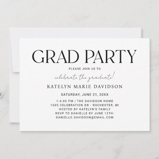 モダン卒業3写真卒業 招待状 (裏面)