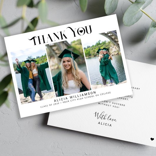 モダン卒業3枚の写真感謝していコラージュ カード