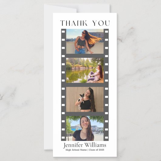 モダン卒業4枚の写真ブ感謝していースあなた マグネット招待状 (正面)