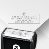 モダン単線イニシャル差出人住所 セルフインキングスタンプ