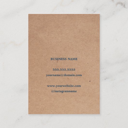 モダン印エレガント刷クラフトブルーフローラ 名刺 (裏面)