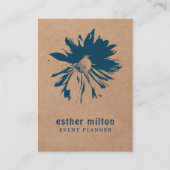 モダン印エレガント刷クラフトブルーフローラ 名刺 (正面)