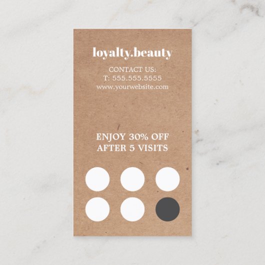 モダン印スタイリッシュ刷クラフトはっきりしたヘアサロン ロイヤリティカード (裏面)