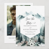 モダン印刷可結婚能 セーブザデート (正面/裏面)