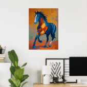 モダン印象派の馬の絵画 カラフル ポスター (ホームオフィス)