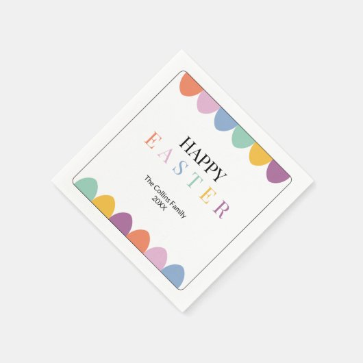 モダン卵カラフルシンプル名キュートなイースターパーティー スタンダードカクテルナプキン (角)
