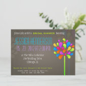 モダン及びおもしろいの木の虹のブライダルシャワーの招待状 招待状 (スタンド正面)