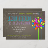 モダン及びおもしろいの木の虹のブライダルシャワーの招待状 招待状 (正面/裏面)