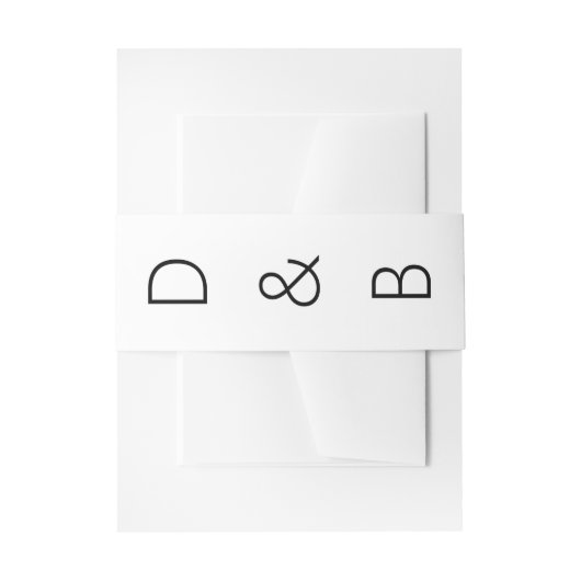 モダン及びはっきりしたイニシャル結婚白黒 招待状ベリーバンド (正面例)