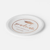 モダン及びトレンディーのばら色の金ゴールドのパーソナライズな卒業 ペーパープレート (アングル)