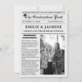 モダン双子の卒業新聞高校 招待状 (正面)