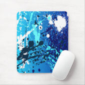 モダン口，抽象芸術，噴霧，青，白 マウスパッド (マウス)