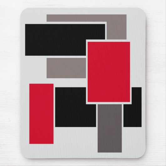 モダン口，黒，赤，灰色，抽象芸術 マウスパッド (正面)