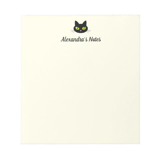 モダン可愛いクールパーソナライズされた黒猫ヘッド ノートパッド (正面)