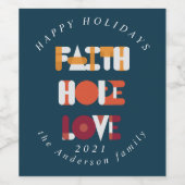 モダン台本ハッピーホリデーカラフルモノグラム ワインラベル (シングルラベル)