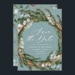 モダン台本ユーカリ優雅な結婚式 セーブザデート<br><div class="desc">スクリプトモダンとeucalyptus葉リースエレガントな結婚式は、日付カードを保存。ミニマルモダンスタイリッシュデザインすべての色は可能でカスタマイズす。</div>