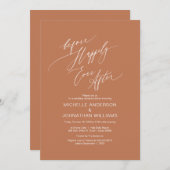 モダン台本、銅、リハ結婚ーサルディナー 招待状 (正面/裏面)