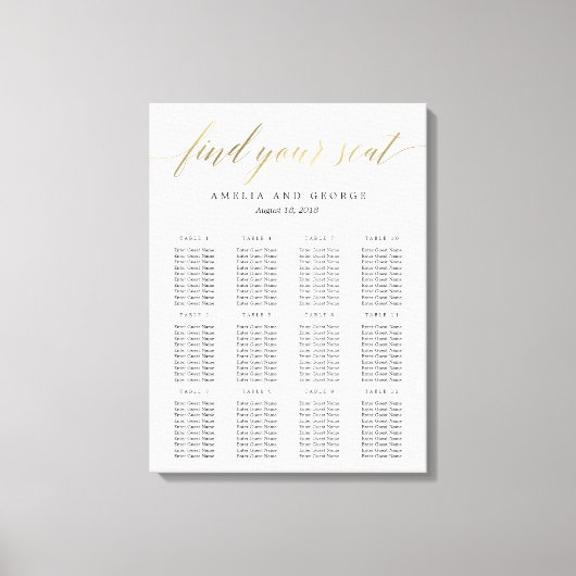 モダン台紙グラフのキャンバスフェイク金ゴールド キャンバスプリント (正面)