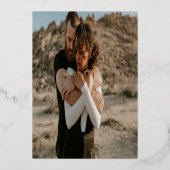 モダン名はっきりした白写真のバラ結婚金ゴールド 箔招待状 (裏面)