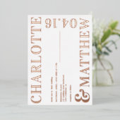 モダン名はっきりした白写真のバラ結婚金ゴールド 箔招待状 (立ち正面)