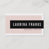 モダン名ミニマルシンプル赤面ピンク黒 名刺 (正面)