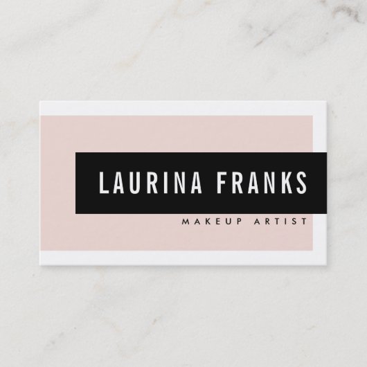 モダン名ミニマルシンプル赤面ピンク黒 名刺 (正面)