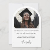 モダン名写真卒業発表 招待状 (裏面)