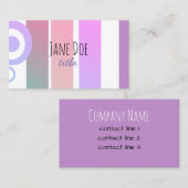 モダン名刺テンプレート紫ストライプ色 名刺 (正面/裏面)