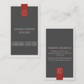 モダン名刺テンプレート（赤と灰色） 名刺 (正面/裏面)