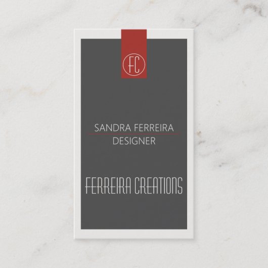モダン名刺テンプレート（赤と灰色） 名刺 (正面)