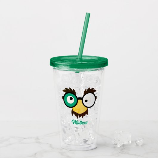 モダン名前をカスタムするおもしろい顔アイルランド国旗の色 アクリルタンブラー (アイス裏面)