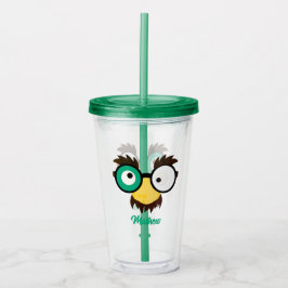 モダン名前をカスタムするおもしろい顔アイルランド国旗の色 アクリルタンブラー