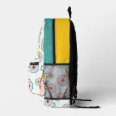 モダン名前をカスタムするカラフル模様ホワイト プリントバックパック (右)