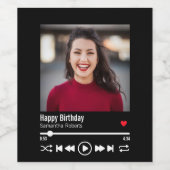 モダン名前をカスタムするハッピーバースデー写真 ワインラベル (シングルラベル)
