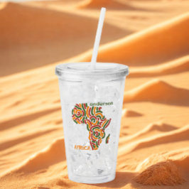 モダン名前をカスタムするパンアフリカ国旗の地図 アクリルタンブラー