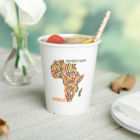 モダン名前をカスタムするパンアフリカ国旗の地図 紙コップ (インサイチュ)