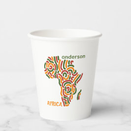 モダン名前をカスタムするパンアフリカ国旗の地図 紙コップ