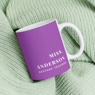 モダン名前をカスタムするパープルスクール先生 コーヒーマグカップ