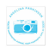 モダン名前をカスタムするロゴカメラ差出人住所 セルフインキングスタンプ (デザイン)