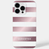モダン名前をカスタムするワイドバラ金ゴールド白ストライプ色 Case-Mate iPhoneケース (裏面)