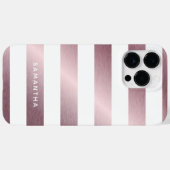 モダン名前をカスタムするワイドバラ金ゴールド白ストライプ色 Case-Mate iPhoneケース (裏面 (横))