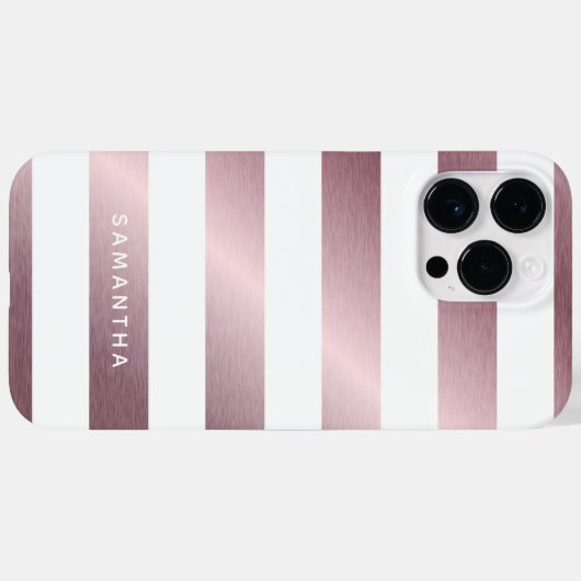 モダン名前をカスタムするワイドバラ金ゴールド白ストライプ色 Case-Mate iPhoneケース (裏面 (横))