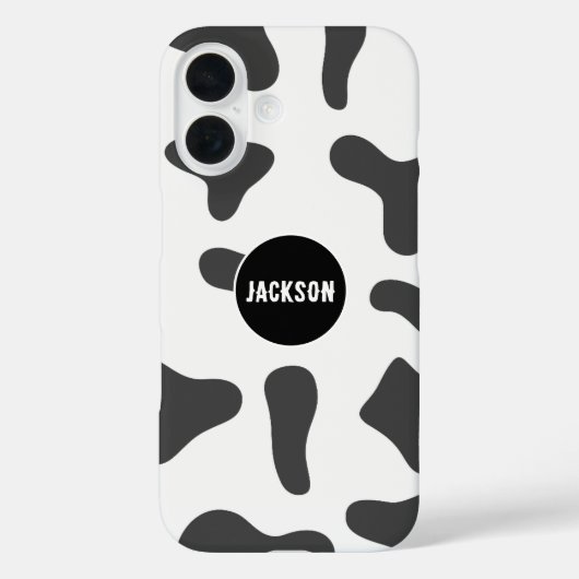 モダン名前をカスタムする牛プリント白黒 Case-Mate iPhoneケース (裏面)