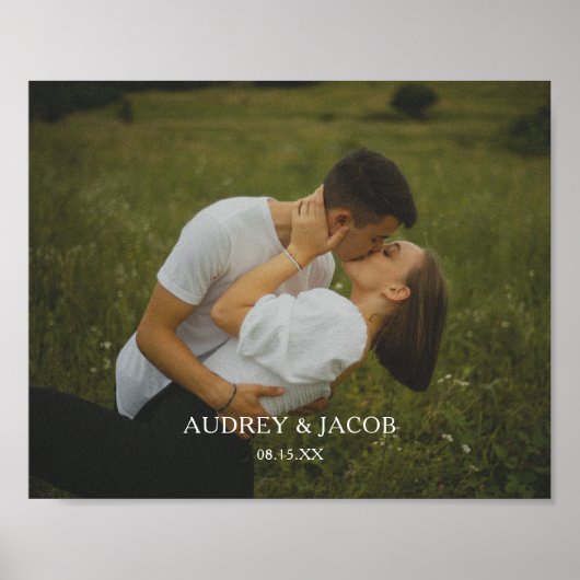 モダン名前をカスタムする結婚のカップル写真 ポスター (正面)